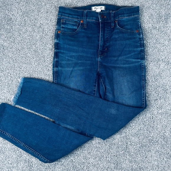 Madewell Denim - Madewell 10" High-Rise Skinny Jeans Women 26 Dark Wash Frayed Denim Slim Fit